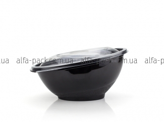 Oval black beveled salad bowl 500 ml