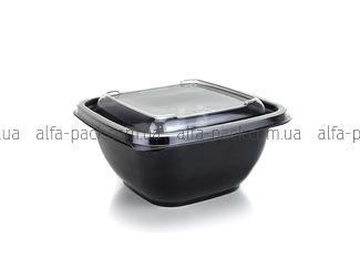CONTAINER 500 ML BLACK + LID TO CONTAINER 126*126*13 MM TRANSPARENT