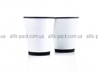Paper cup black corrugated F-wave horizontal "White" 180 ml