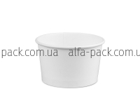 Стакан-креманка білий 230 мл з купольною пластиковою кришкою