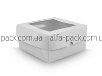 Коробка паперова біла з віконцем 170*170*90 мм