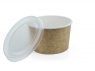 Paper soup bowl kraft-white with PP lid 480 ml 