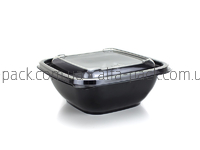 Container 625 ml black + lid to container 160*160 mm transparent