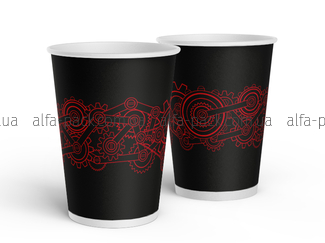 Colored paper cup 340 ml "Gears"