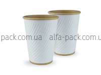 CRAFT WHITE PAPER CUP WITH EMBOSSED "DIAGONAL" 340 ML