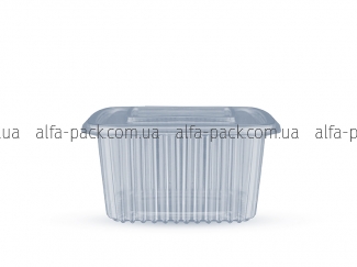Square PET container with lid, 375 ml