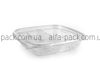 Transparent container (4 sections) 620 ml with a lid