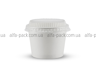 Стакан-креманка 303 мл з пластиковою напівкупольною кришкою білий
