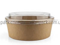 Round kraft salad bowl with PET lid 1250 ml