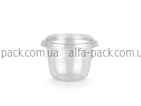 Round sauce boat 120 ml transparent 76x52 mm with lid