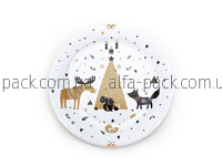 Round paper plate with logo Ethno Elk